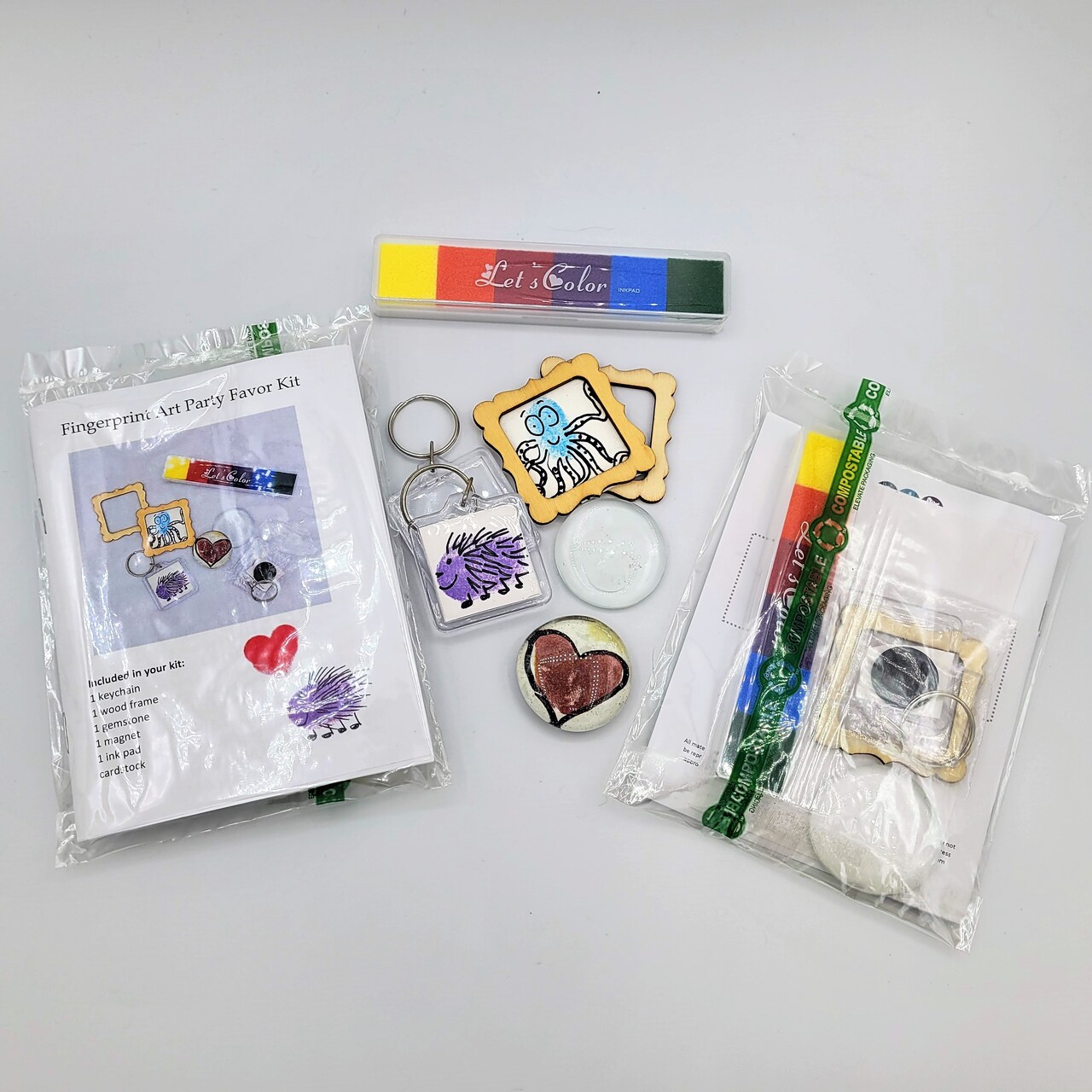 Ink and Trinket Kids DIY Fingerprint Art Party Favors, Individually Wrapped Craft Kit for Kids